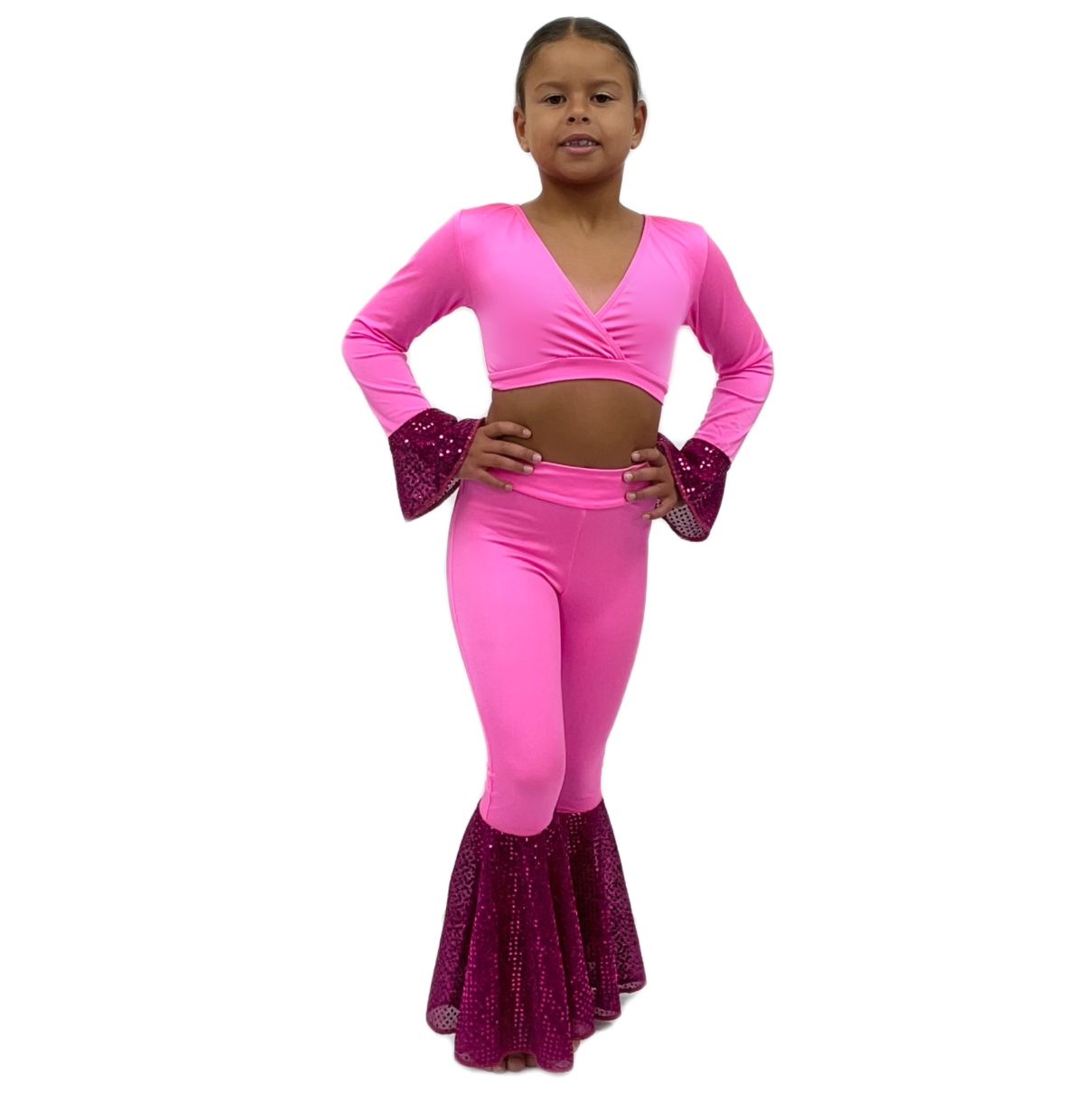 Pink Sequin 70's Two Piece | Razzle Dazzle Dance Costumes