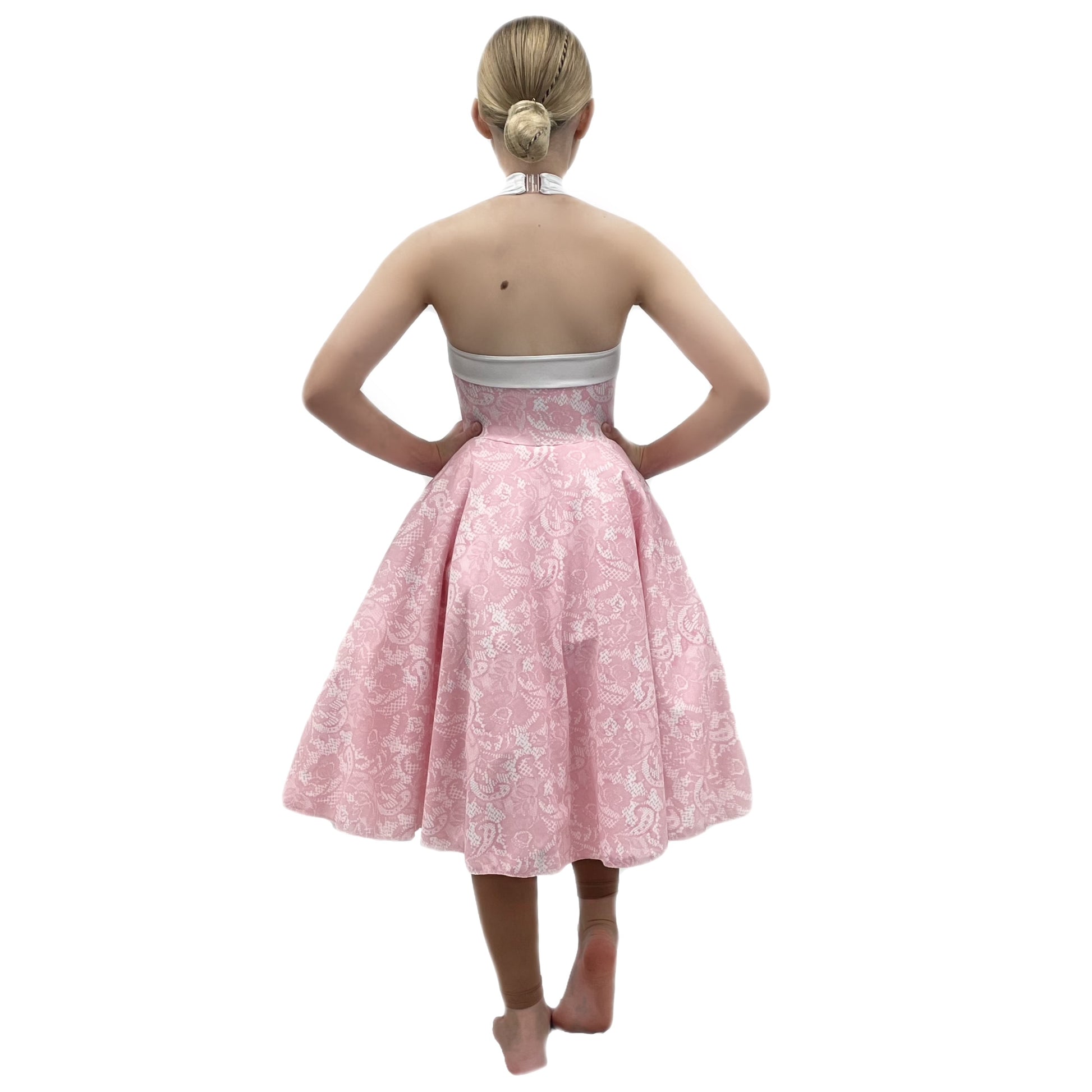 Pink & White Halterneck Rock & Roll Dress | Razzle Dazzle Dance Costumes Ltd