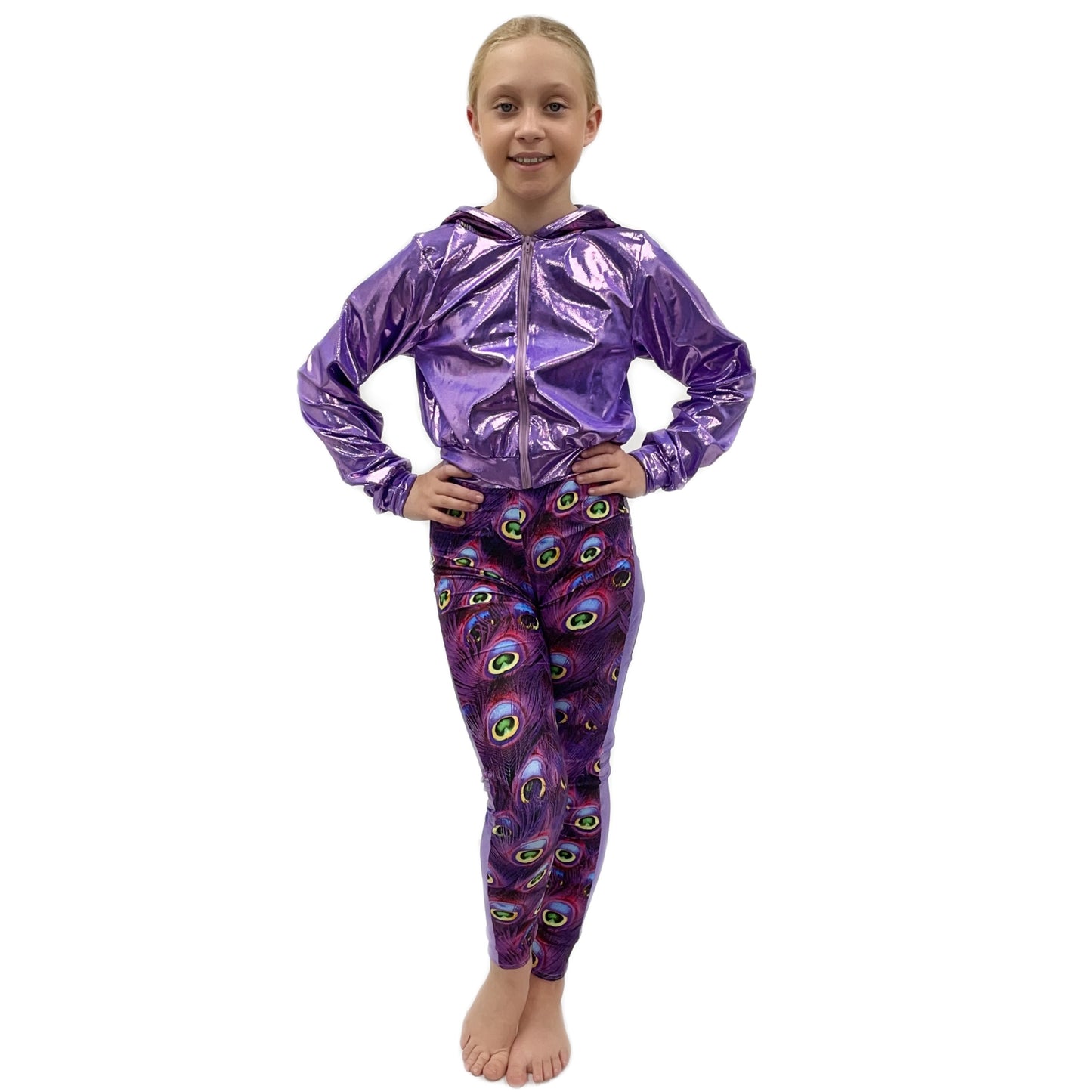 Purple Peacock Shine Jacket & Leggings