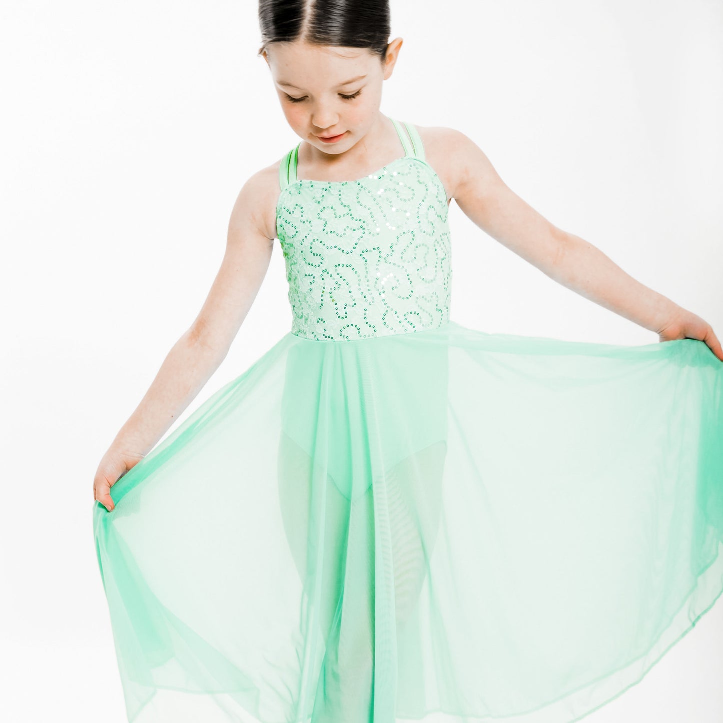 Charlotte Mint Sequin Cross Back Lyrical Dress | Lyrical Dance Costume