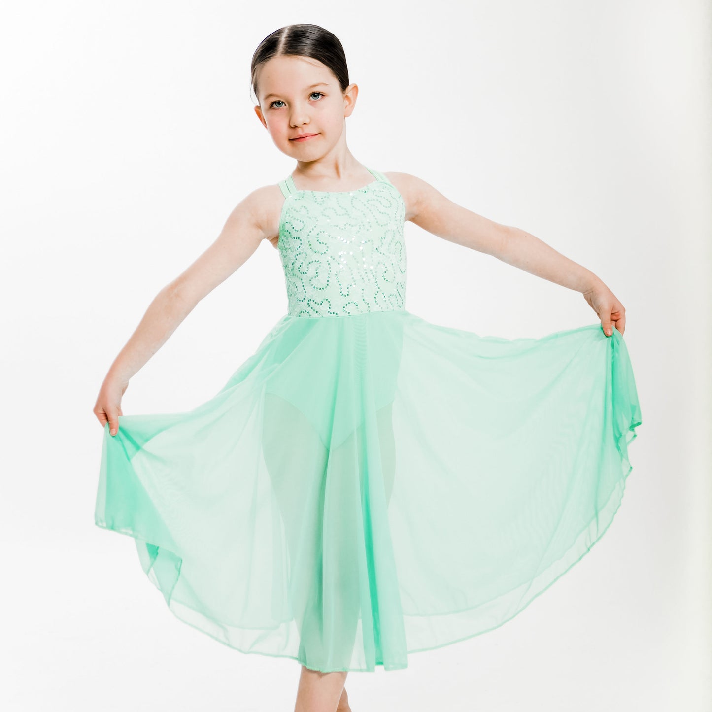 Charlotte Mint Sequin Cross Back Lyrical Dress | Lyrical Dance Costume