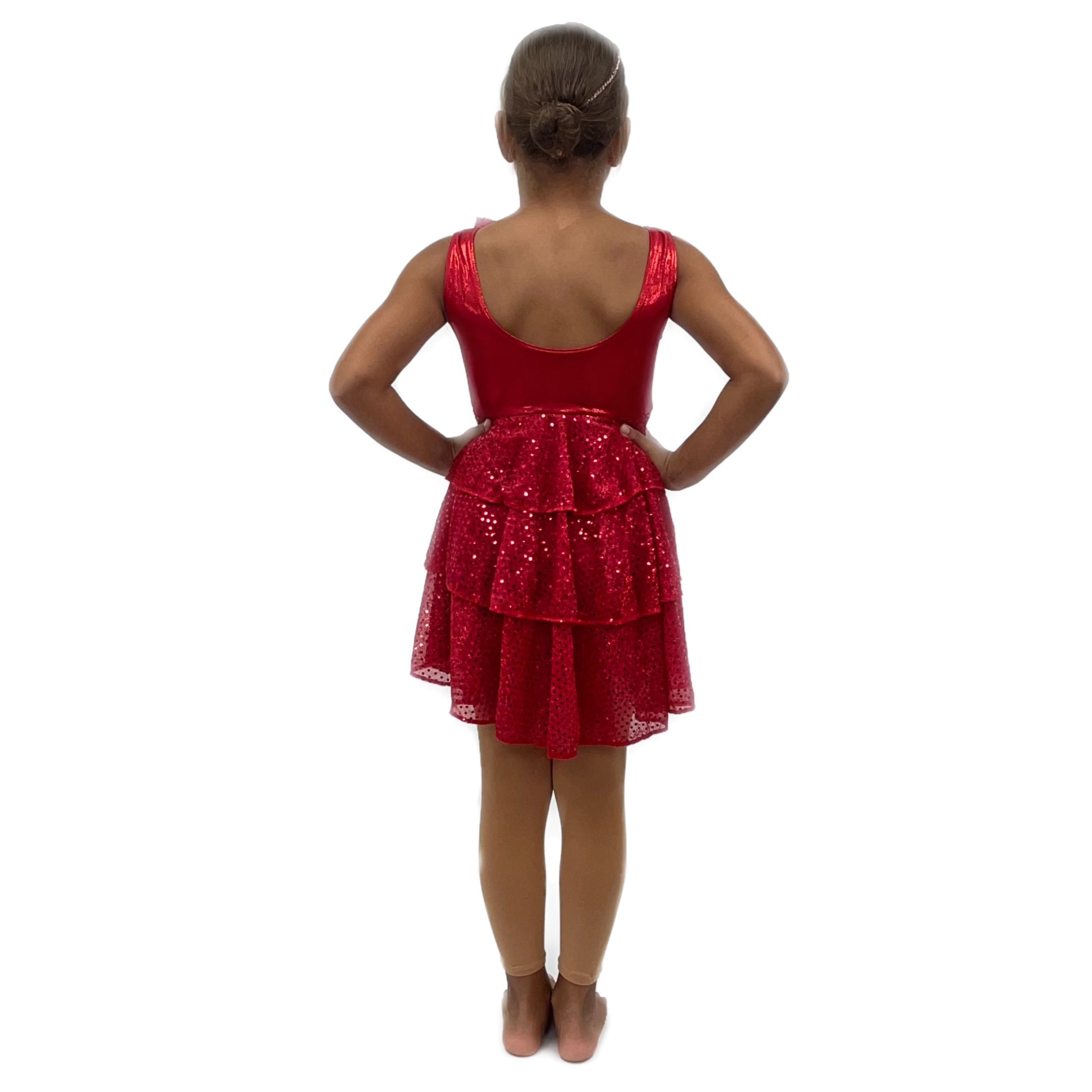 Red Sequin Dress with Bow | Razzle Dazzle Dance Costumes 