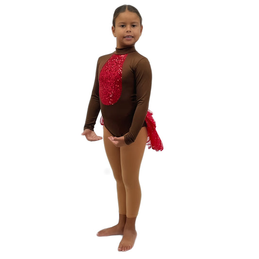 Robin Leotard Red Sequin Chest & Back Bustle | Razzle Dazzle 