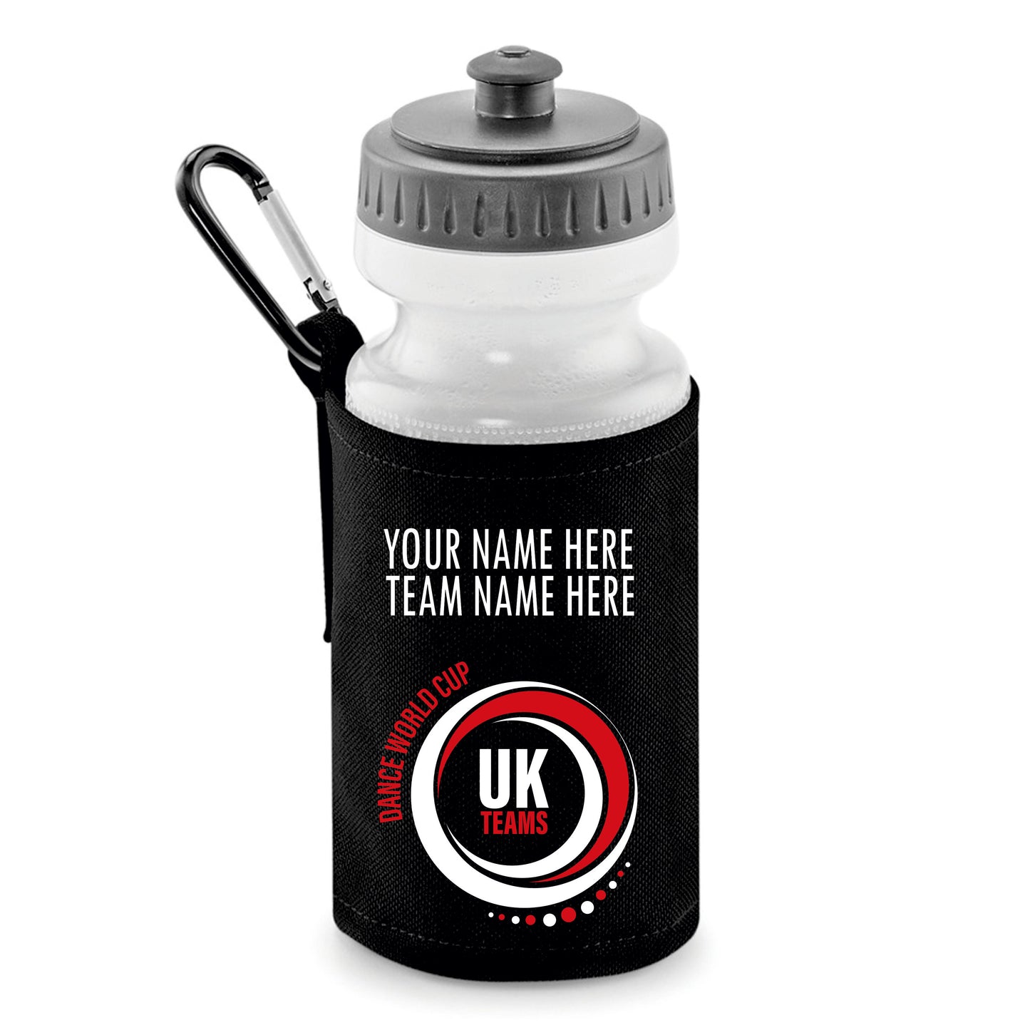 Dance World Cup UK Teams Water Bottle with Personalised Holder