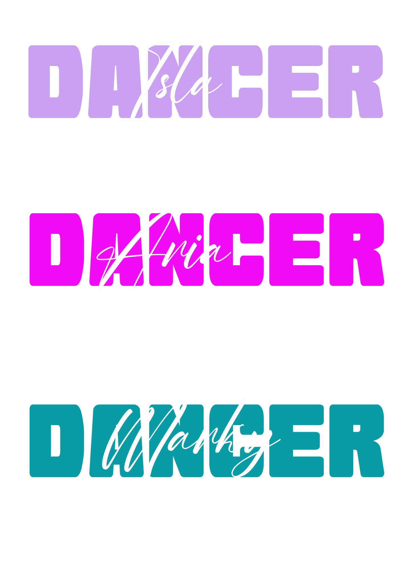 Black Personalised Dancer T-shirt - Various Print Colours
